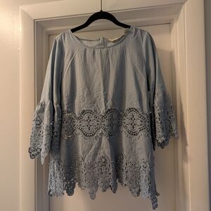 Light Blue Lace Women's Blouse
